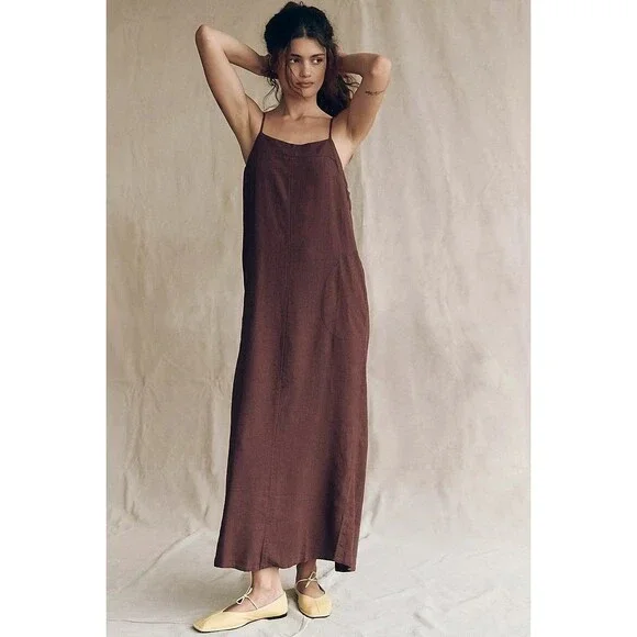 Free People Free-est Aspen Linen Maxi Dress Cami Sleeveless Slip XS New 279906 Free People Free-est Aspen Linen Maxi Dress Cami Sleeveless Slip XS New 279906
